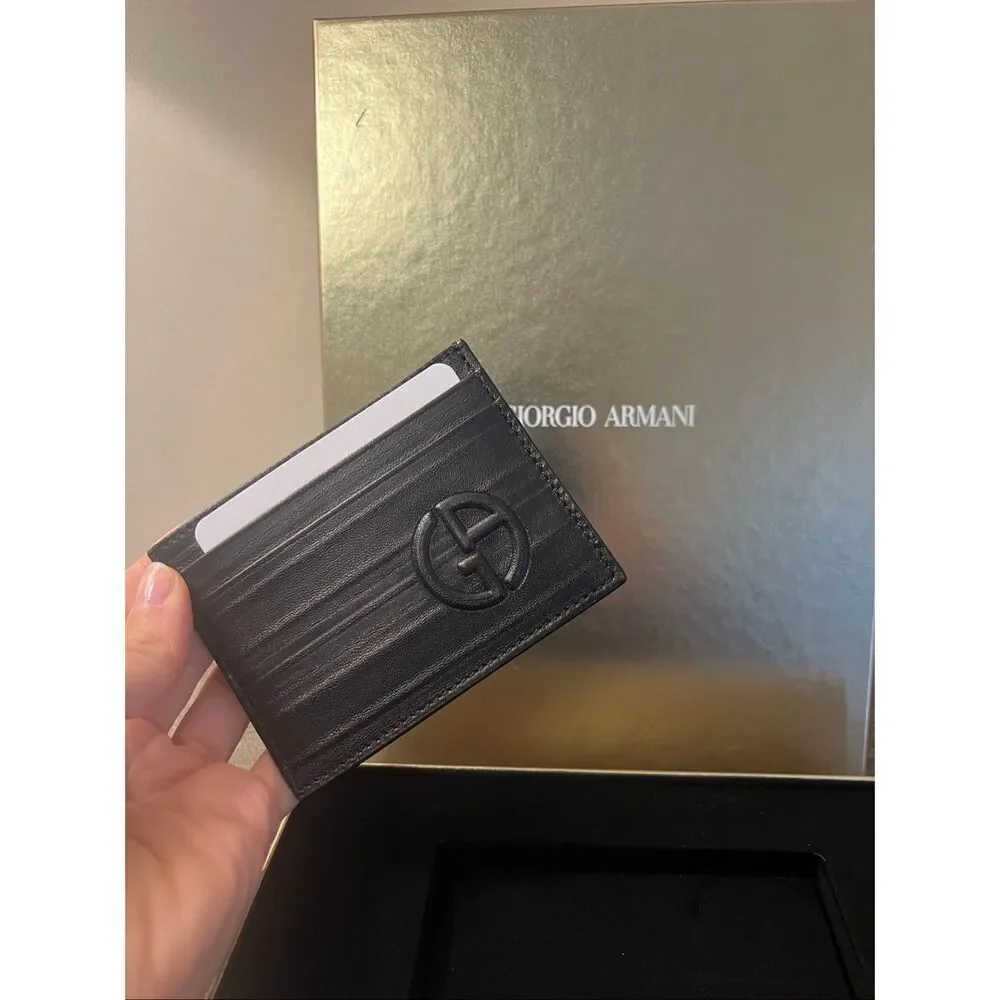 Giorgio Armani Leather Card Holder & Key Ring Gift Set – Made in Italy